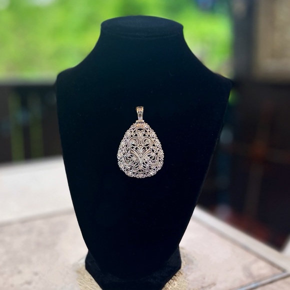 Premier Designs Silver Swirls & Floral Rhinestone Pendant - Picture 4 of 4